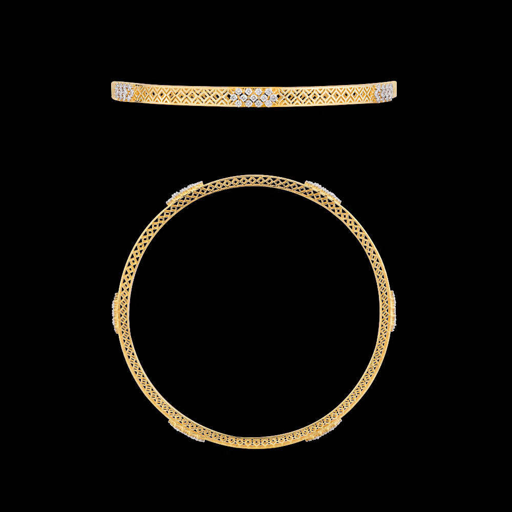 18K Yellow Gold Diamond Bangle - 0.911ct VVS-VS-EF