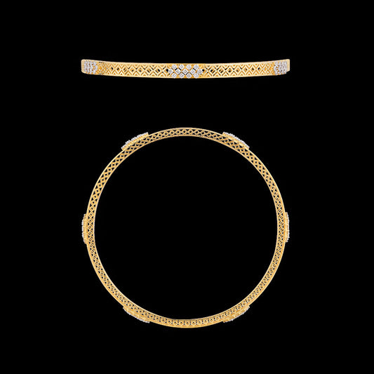 18K Yellow Gold Diamond Bangle - 0.911ct VVS-VS-EF