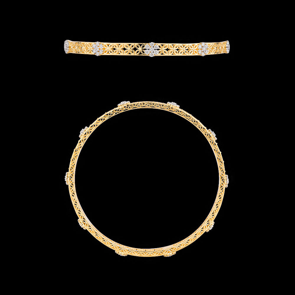 18K Yellow Gold Diamond Bangle - 1.199ct VVS-VS-EF