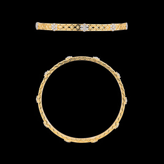 18K Yellow Gold Diamond Bangle - 1.199ct VVS-VS-EF