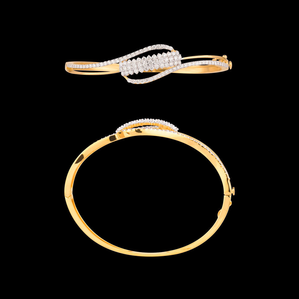 14K Yellow Gold Diamond Kada - 1.739ct VS-SI-GH