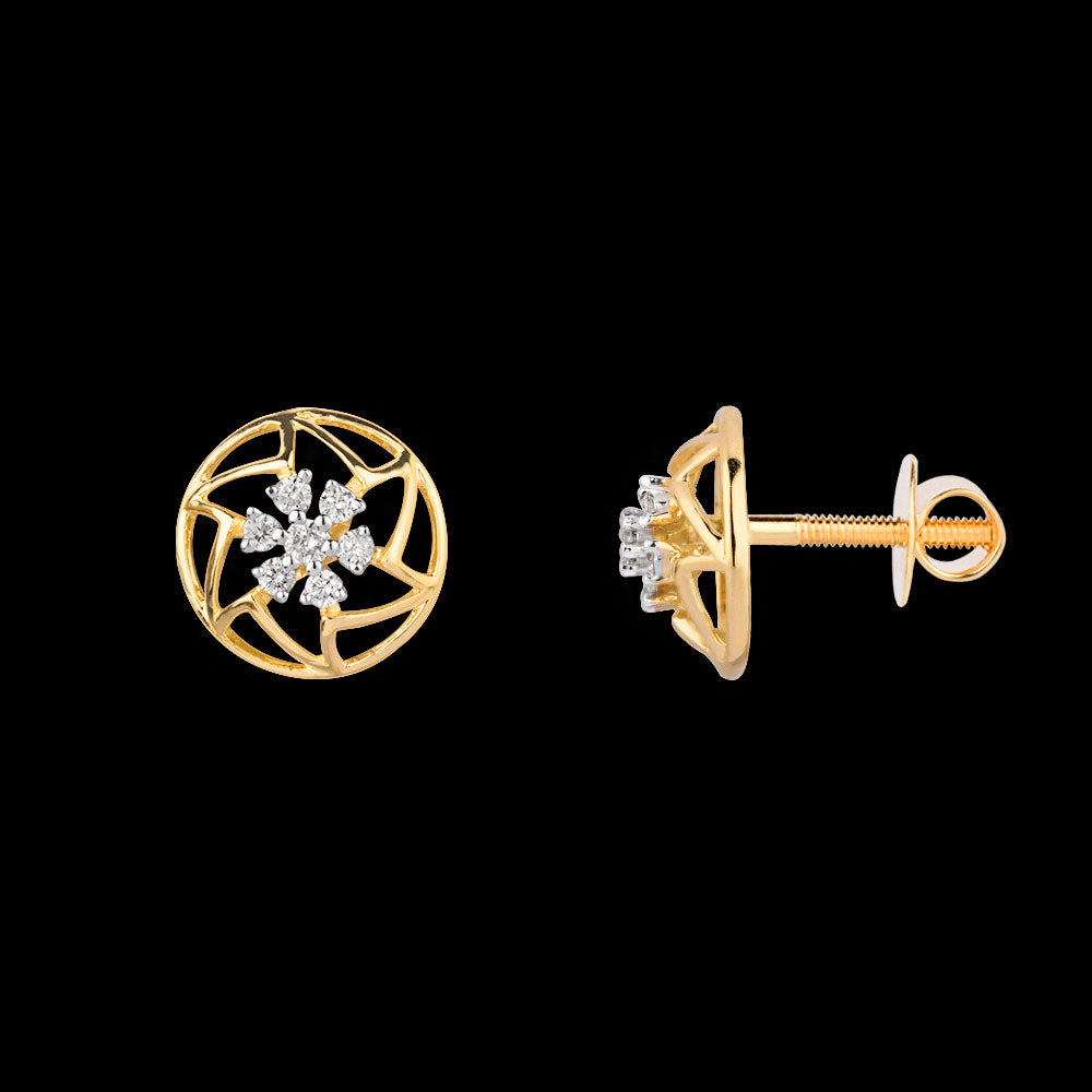 18K Yellow Gold Diamond Earrings - 0.153ct SI-IJ