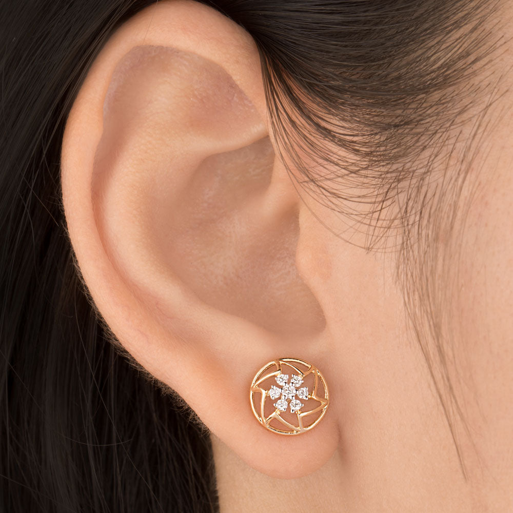 18K Yellow Gold Diamond Earrings - 0.153ct SI-IJ