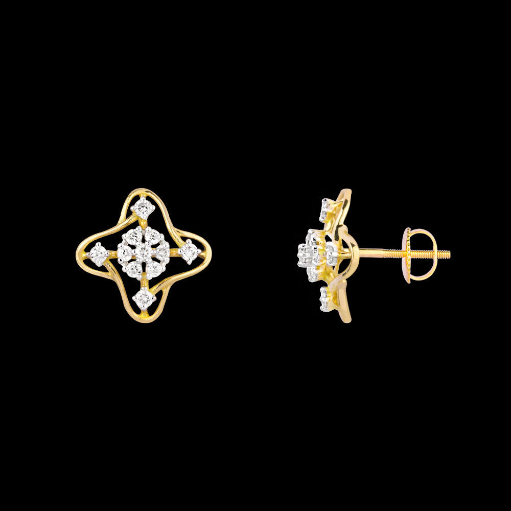 18K Yellow Gold Diamond Earrings - 0.27ct SI-IJ