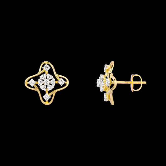 18K Yellow Gold Diamond Earrings - 0.27ct SI-IJ