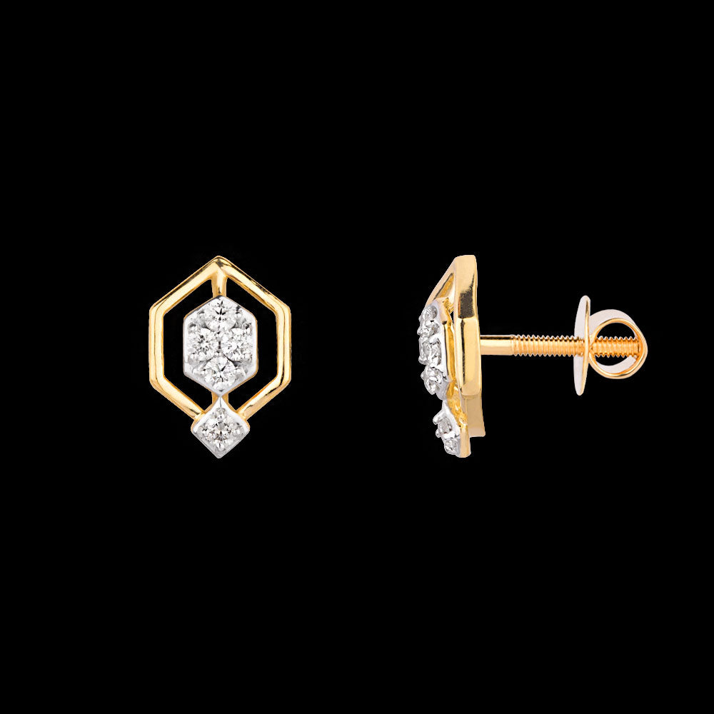 18K Yellow Gold Diamond Earrings - 0.186ct SI-IJ