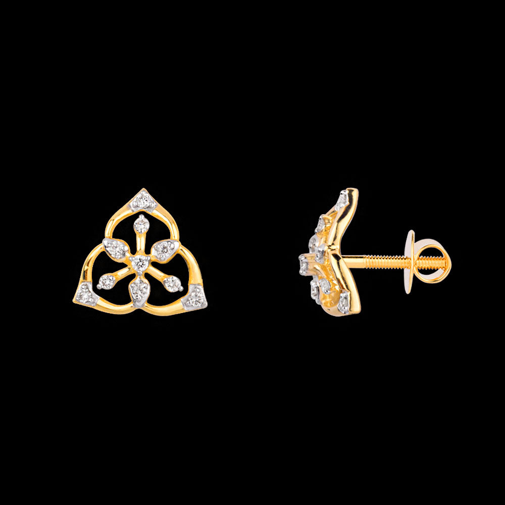 18K Yellow Gold Diamond Earrings - 0.155ct SI-IJ
