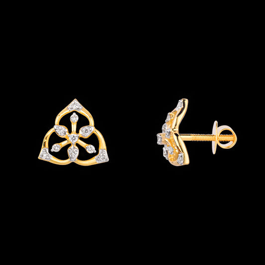 18K Yellow Gold Diamond Earrings - 0.155ct SI-IJ