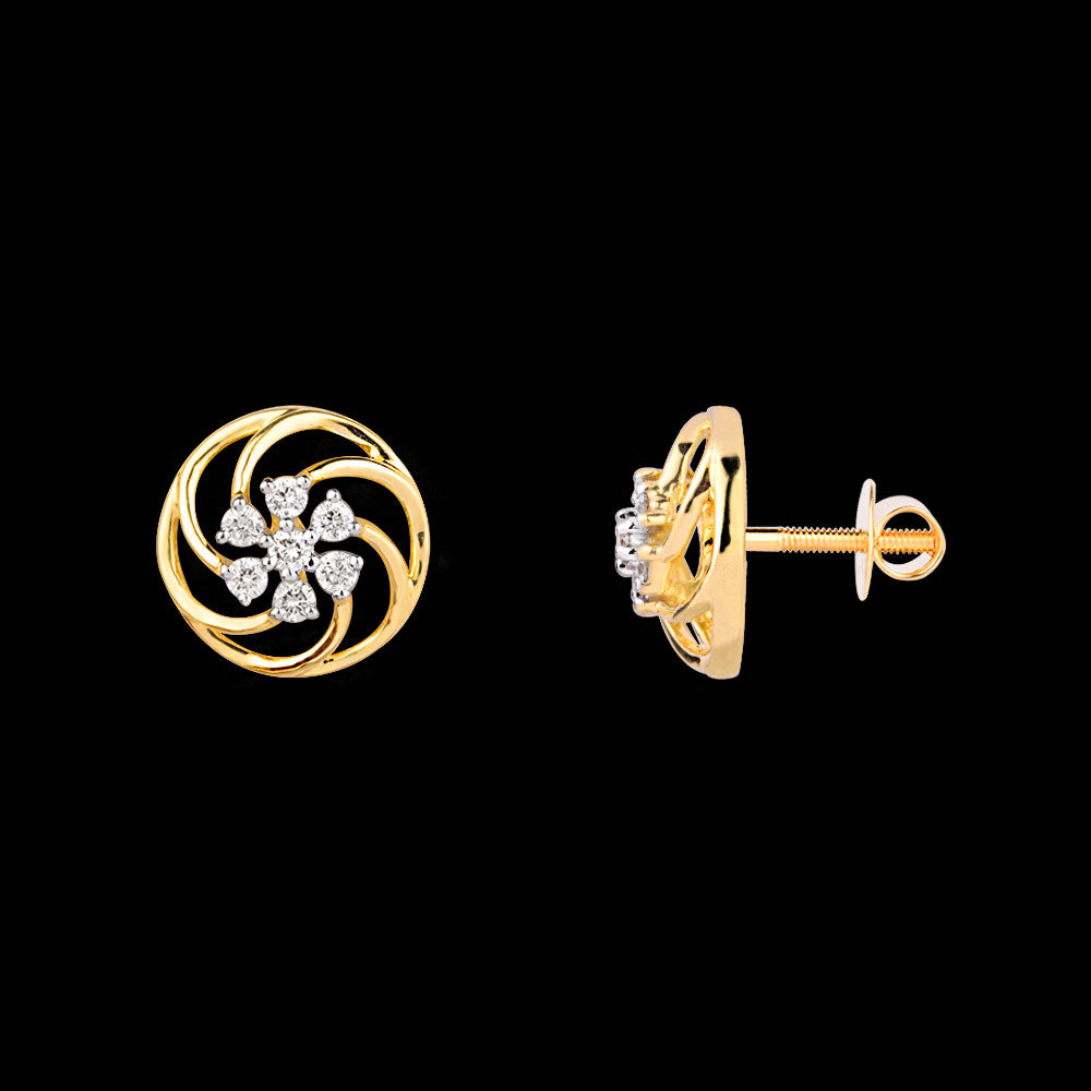 18K Yellow Gold Diamond Earrings - 0.179ct SI-IJ
