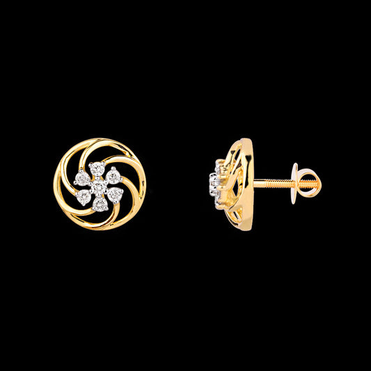 18K Yellow Gold Diamond Earrings - 0.179ct SI-IJ