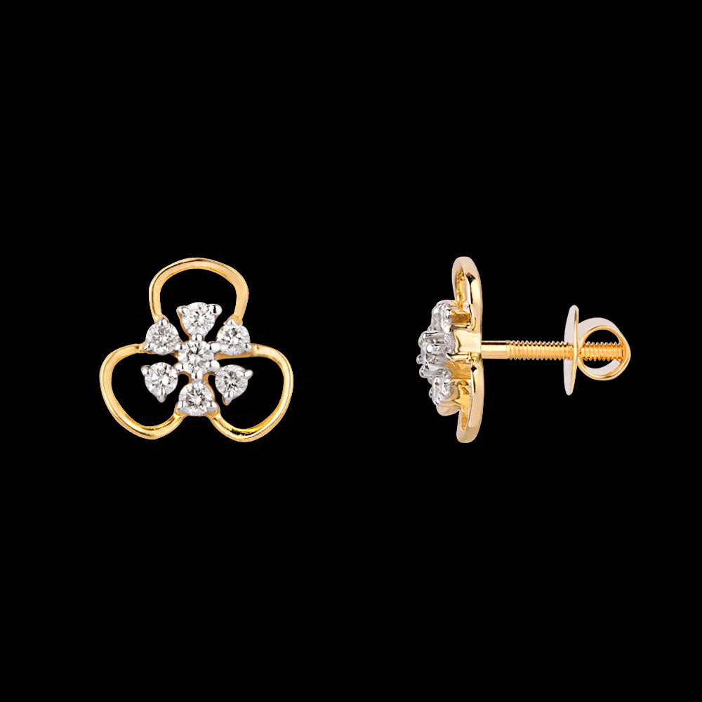18K Yellow Gold Diamond Earrings - 0.207ct SI-IJ