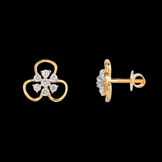 18K Yellow Gold Diamond Earrings - 0.207ct SI-IJ