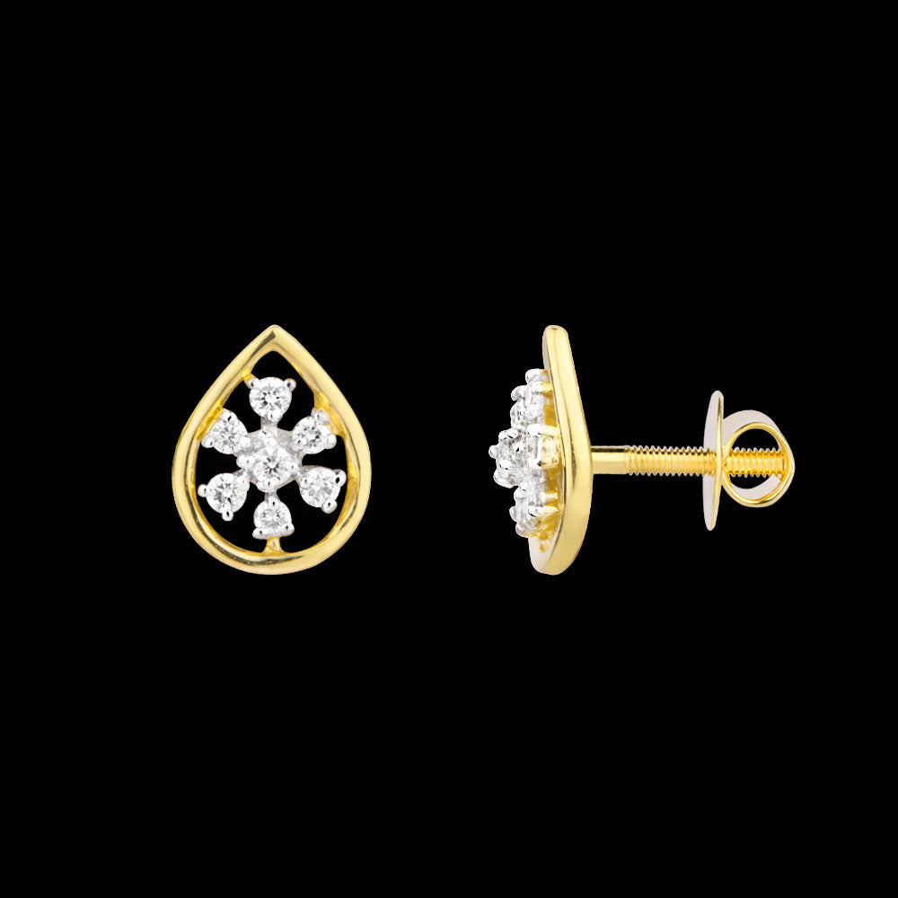 18K Yellow Gold Diamond Earrings - 0.126ct SI-IJ