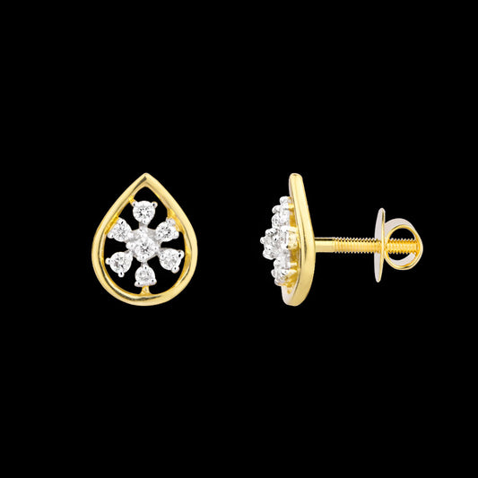 18K Yellow Gold Diamond Earrings - 0.126ct SI-IJ