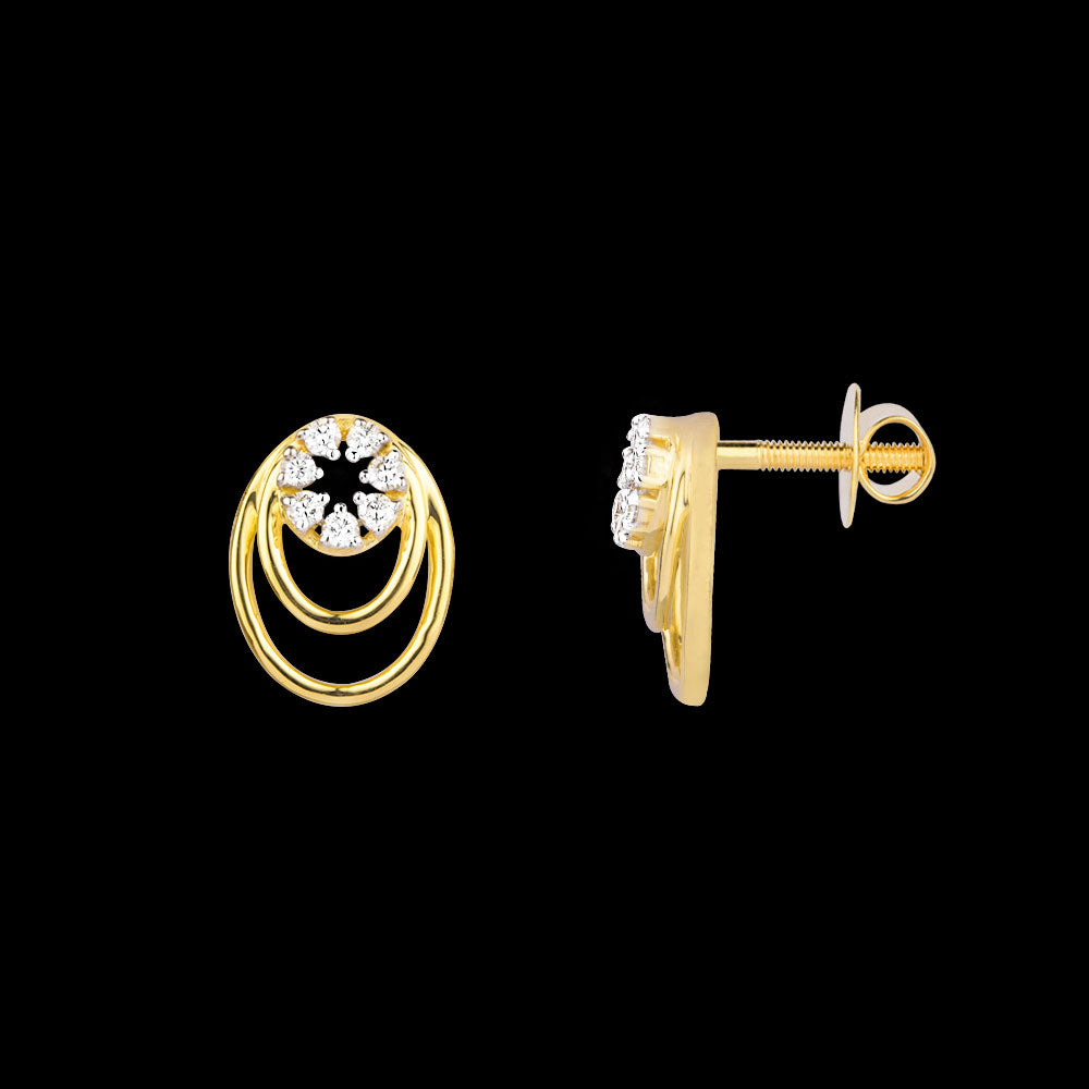 18K Yellow Gold Diamond Earrings - 0.139ct SI-IJ