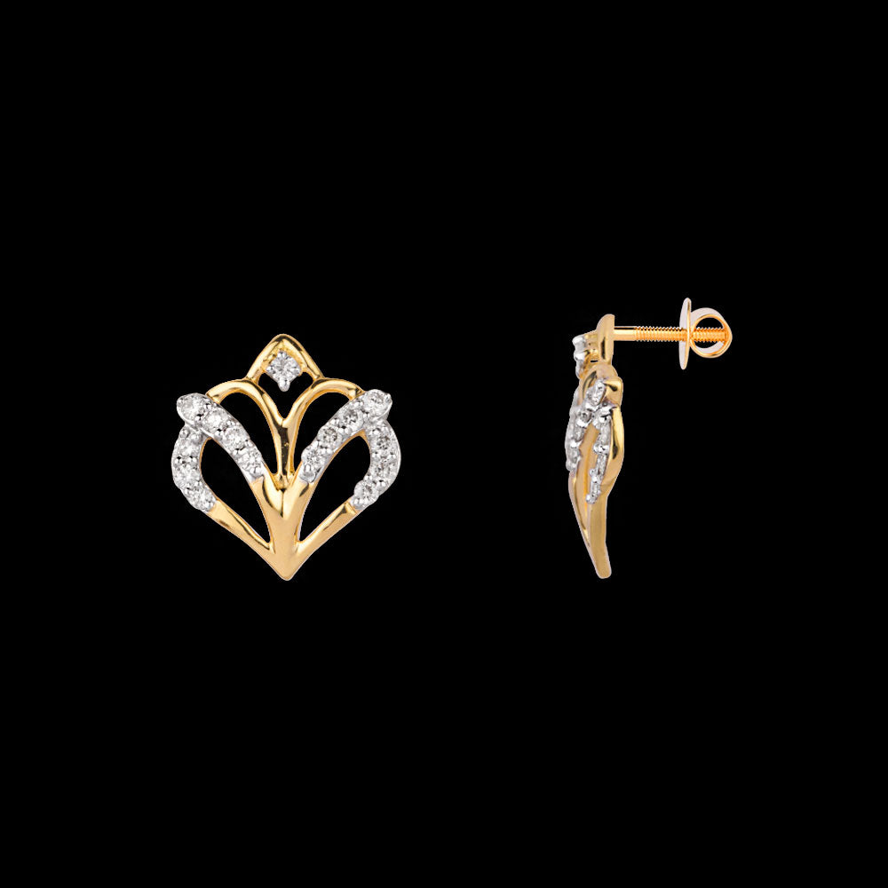 18K Yellow Gold Diamond Earrings - 0.195ct SI-IJ