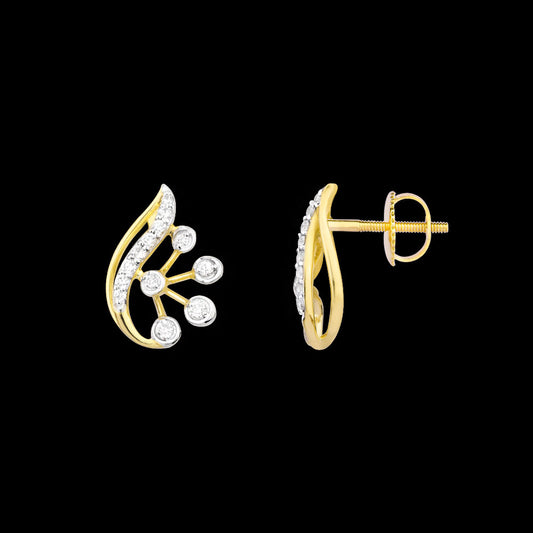 18K Yellow Gold Diamond Earrings - 0.188ct SI-IJ