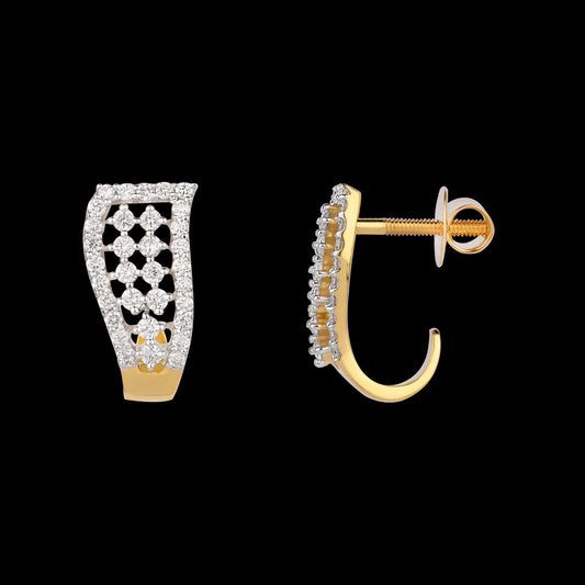 18K Yellow Gold Diamond Earrings - 0.953ct VS-SI-GH