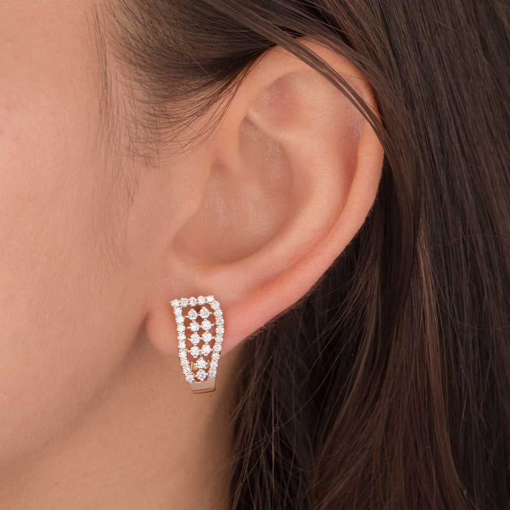 18K Yellow Gold Diamond Earrings - 0.953ct VS-SI-GH