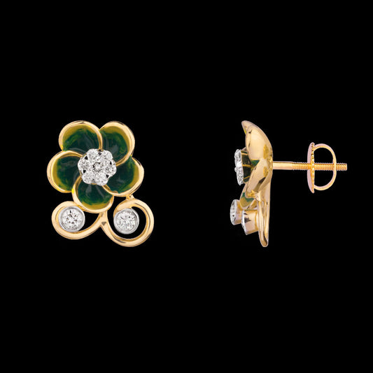 14K Yellow Gold Diamond Earrings - 0.286ct VS-SI-GH