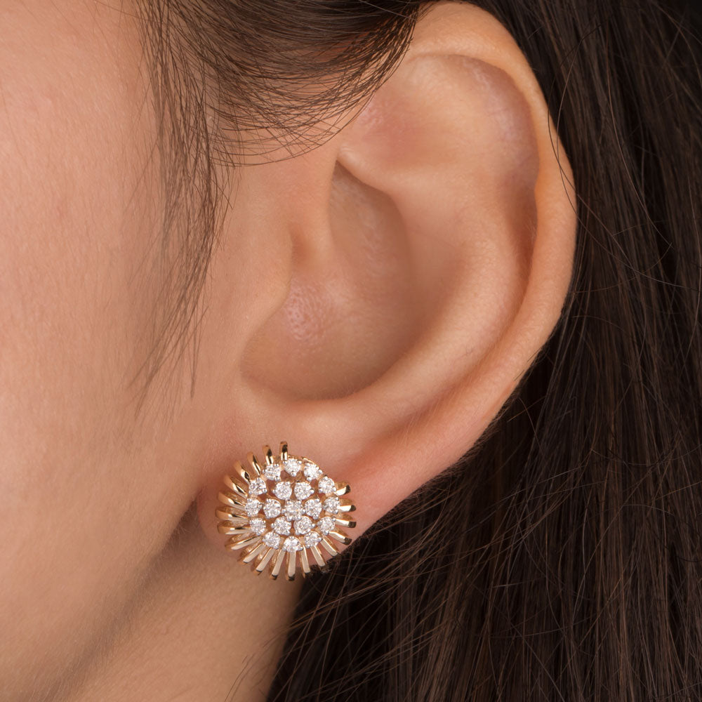 14K Yellow Gold Diamond Earrings - 0.595ct VS-SI-GH
