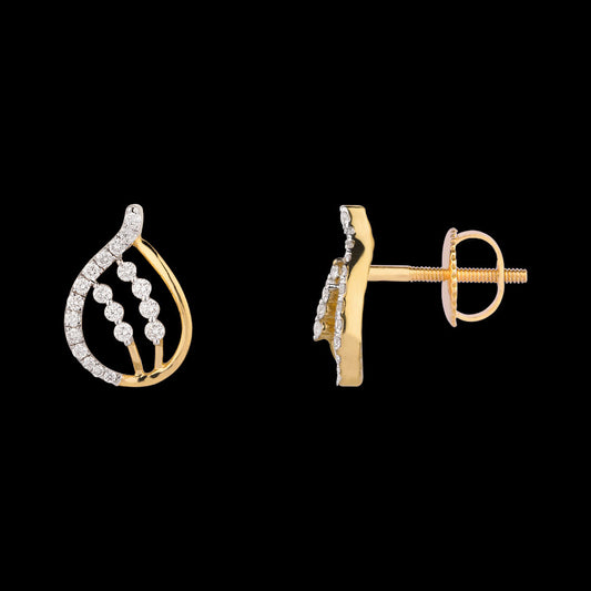 18K Yellow Gold Diamond Earrings - 0.391ct VVS-VS-EF
