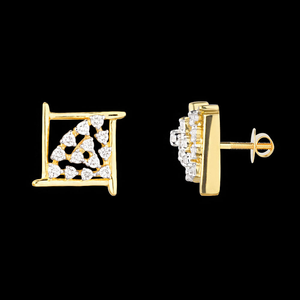 18K Yellow Gold Diamond Earrings - 0.39ct VVS-VS-EF