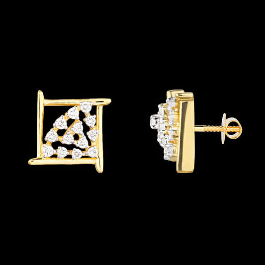 18K Yellow Gold Diamond Earrings - 0.39ct VVS-VS-EF