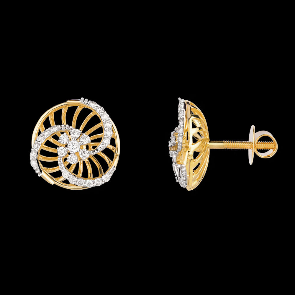 18K Yellow Gold Diamond Earrings - 0.595ct VS-SI-GH