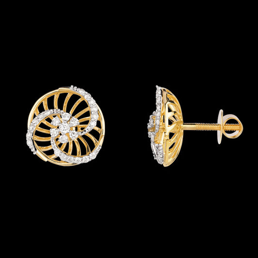 18K Yellow Gold Diamond Earrings - 0.595ct VS-SI-GH