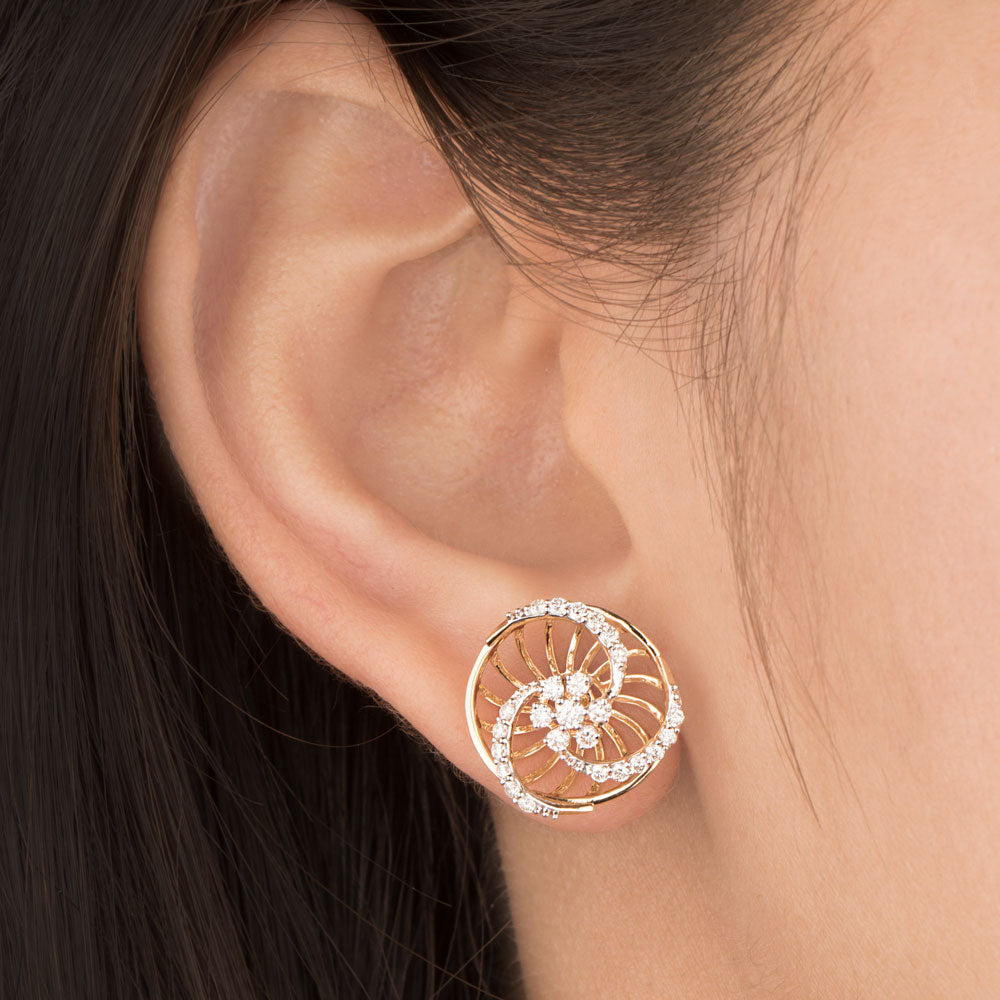 18K Yellow Gold Diamond Earrings - 0.595ct VS-SI-GH