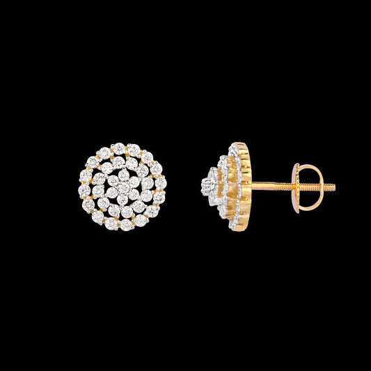 18K Yellow Gold Diamond Earrings - 1.201ct VVS-VS-HI