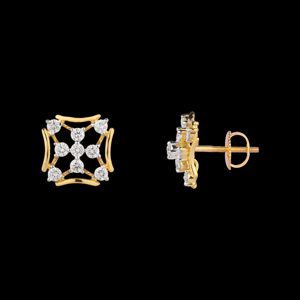 18K Yellow Gold Diamond Earrings - 0.867ct VS-GH
