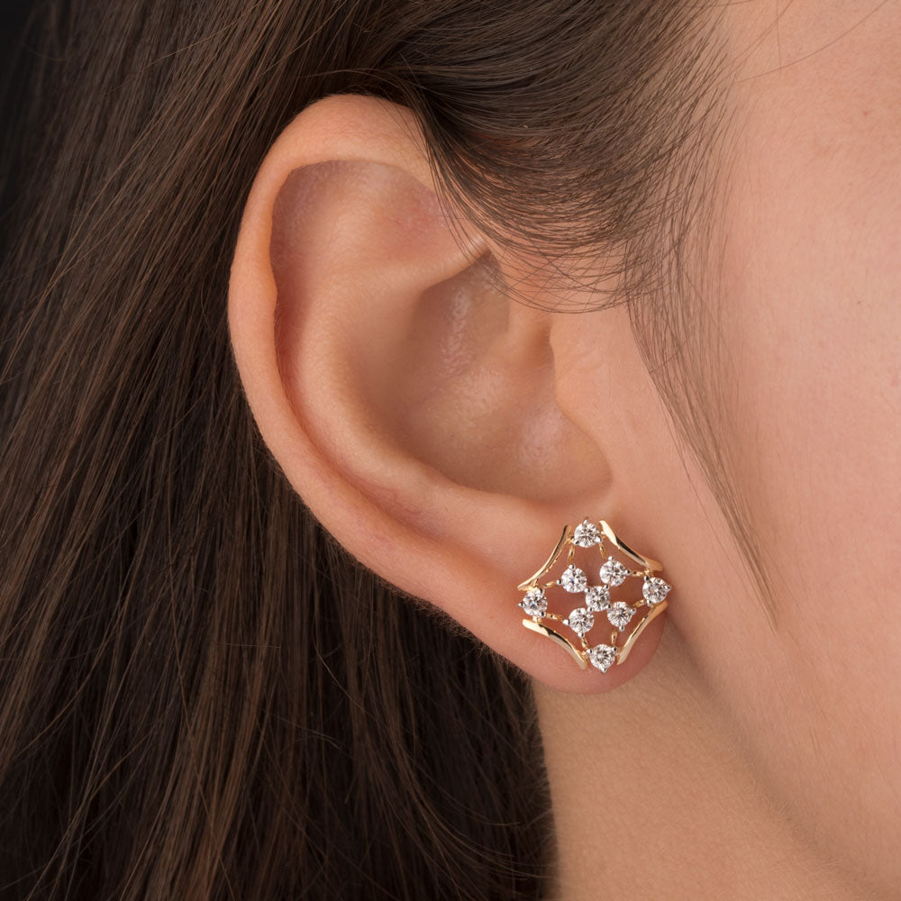 18K Yellow Gold Diamond Earrings - 0.867ct VS-GH