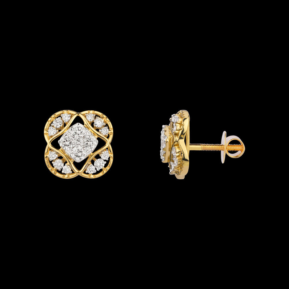 18K Yellow Gold Diamond Earrings - 0.944ct VVS-VS-GH