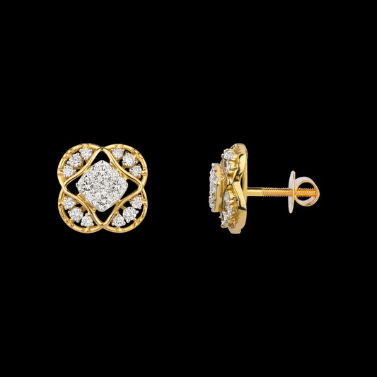 18K Yellow Gold Diamond Earrings - 0.944ct VVS-VS-GH