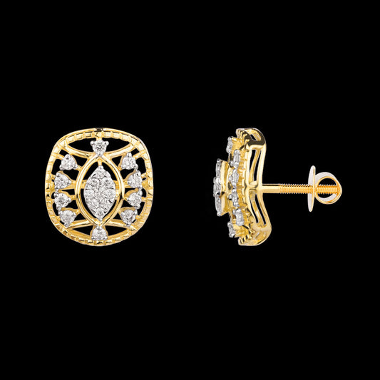 14K Yellow Gold Diamond Earrings - 0.437ct VS-SI-GH