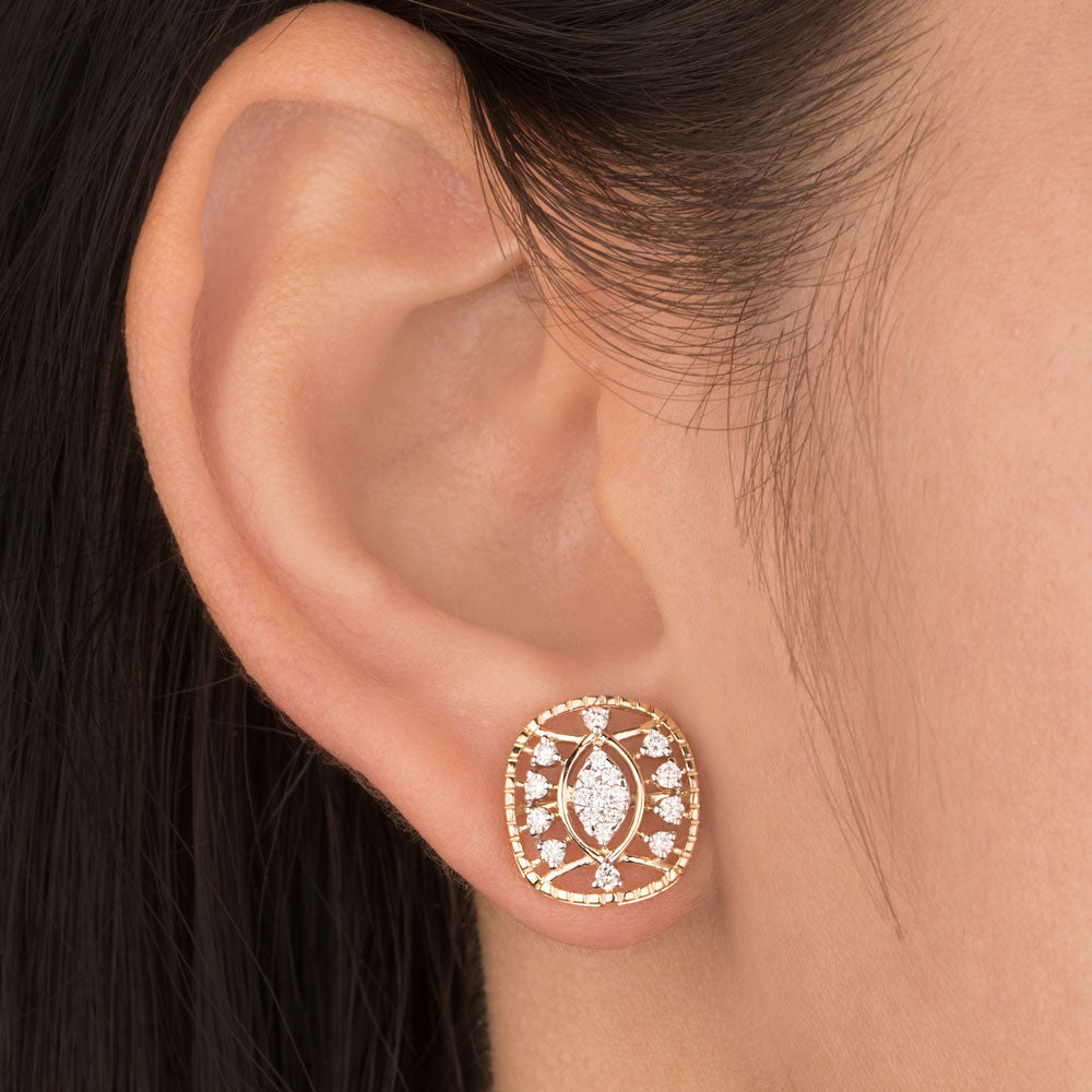 14K Yellow Gold Diamond Earrings - 0.437ct VS-SI-GH