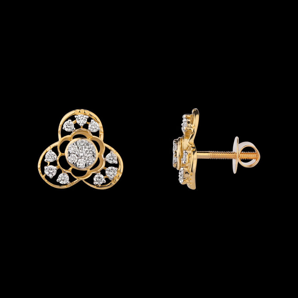 18K Yellow Gold Diamond Earrings - 0.502ct VS-SI-GH