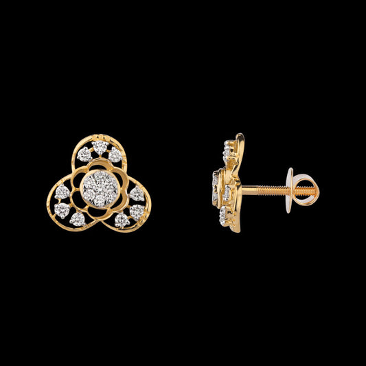 18K Yellow Gold Diamond Earrings - 0.502ct VS-SI-GH
