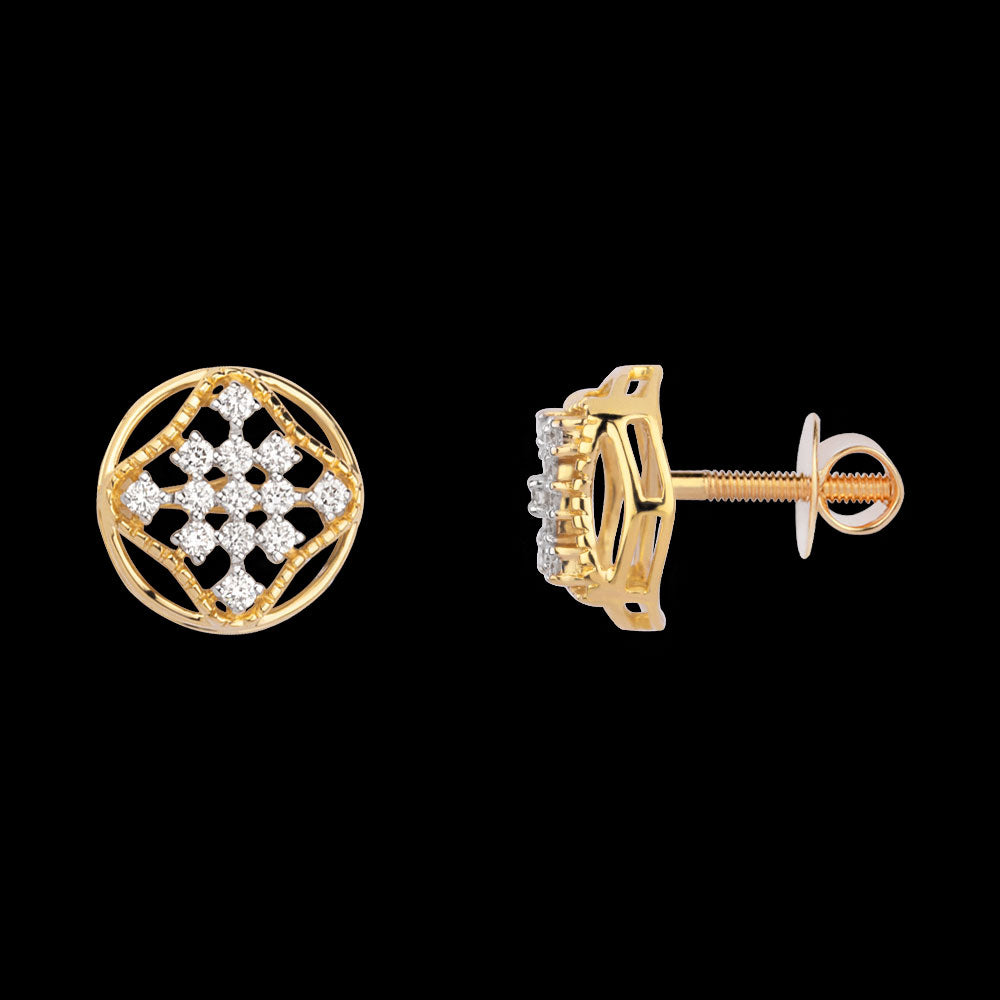 18K Yellow Gold Diamond Earrings - 0.365ct VVS-VS-EF