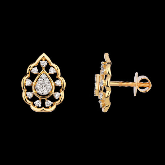18K Yellow Gold Diamond Earrings - 0.446ct VVS-VS-GH