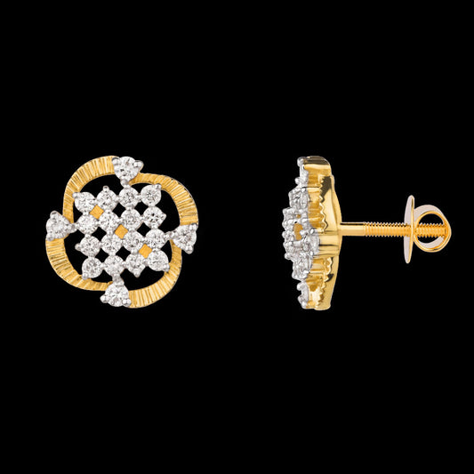 18K Yellow Gold Diamond Earrings - 0.69ct VS-SI-GH