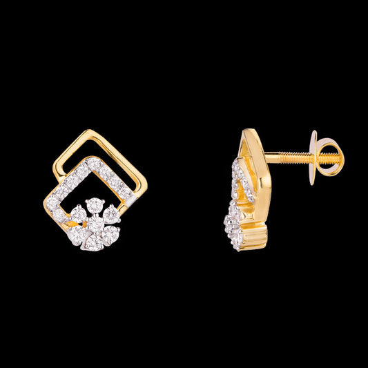 18K Yellow Gold Diamond Earrings - 0.464ct VS-EF