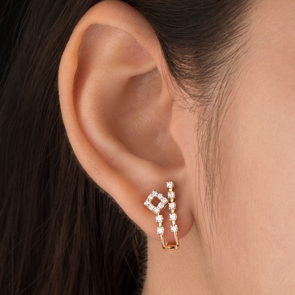 18K Yellow Gold Diamond Earrings - 0.454ct VS-SI-HI