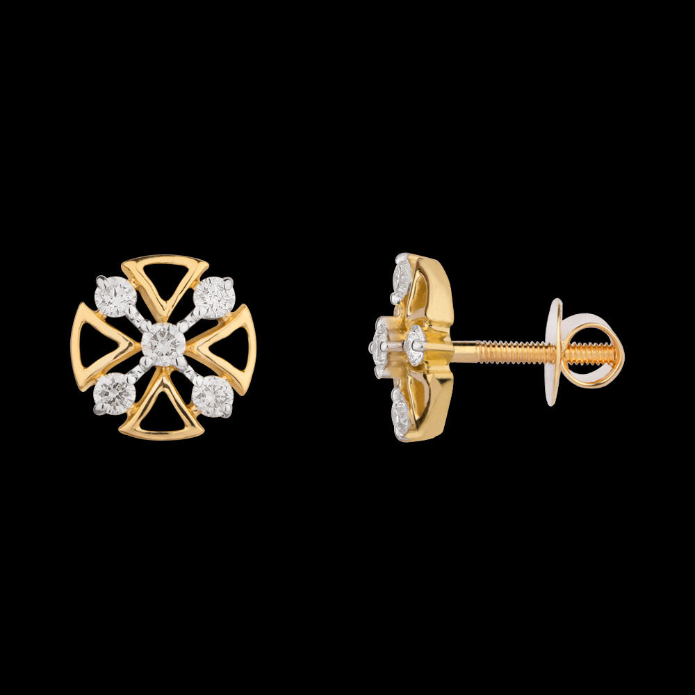 18K Yellow Gold Diamond Earrings - 0.194ct VVS-VS-GH
