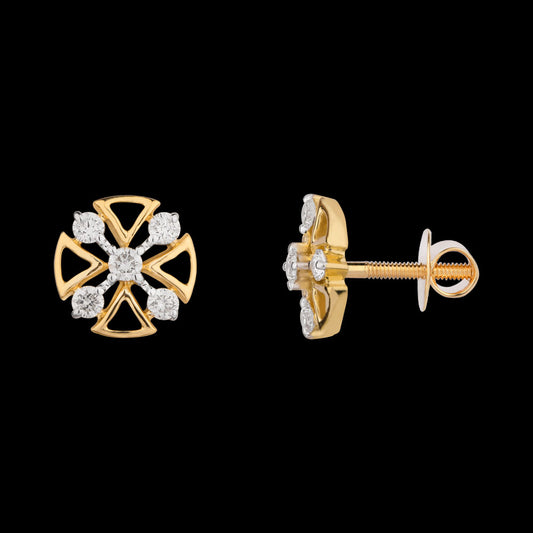 18K Yellow Gold Diamond Earrings - 0.194ct VVS-VS-GH