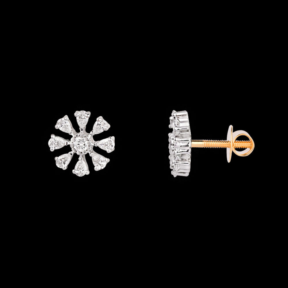 18K Two Tone Gold Diamond Earrings - 0.654ct VVS-EF