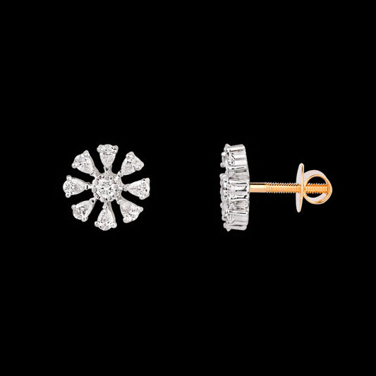 18K Two Tone Gold Diamond Earrings - 0.654ct VVS-EF