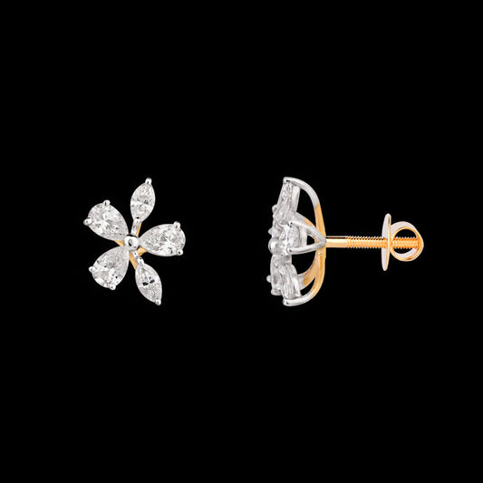 18K Two Tone Gold Diamond Earrings - 0.62ct VVS-EF